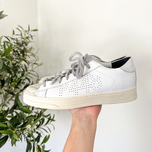 P448 John Molly Low Top Lace Up Leather Sneakers Coyote White 39 - Picture 6 of 9